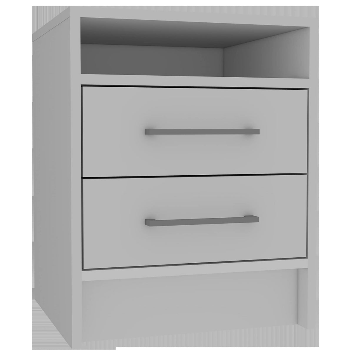 HomeRoots Wood White Open Compartment Two Drawer Nightstand