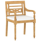 vidaXL Batavia Chairs Set of 4, Solid Teak Wood, Elegant Patio Furniture with Cream Cushions, Decorative Carved Design, Retro Styled, Outdoor Seating