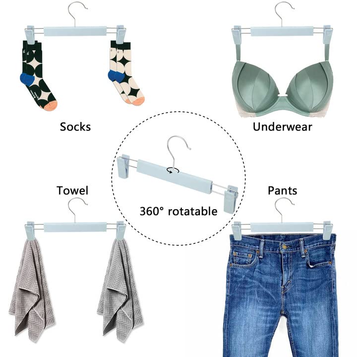 Pants Hangers With Clips Skirt Hangers For Women Plastic Clip Hangers For Pants Clothes Hangers (30Pack, Blue)