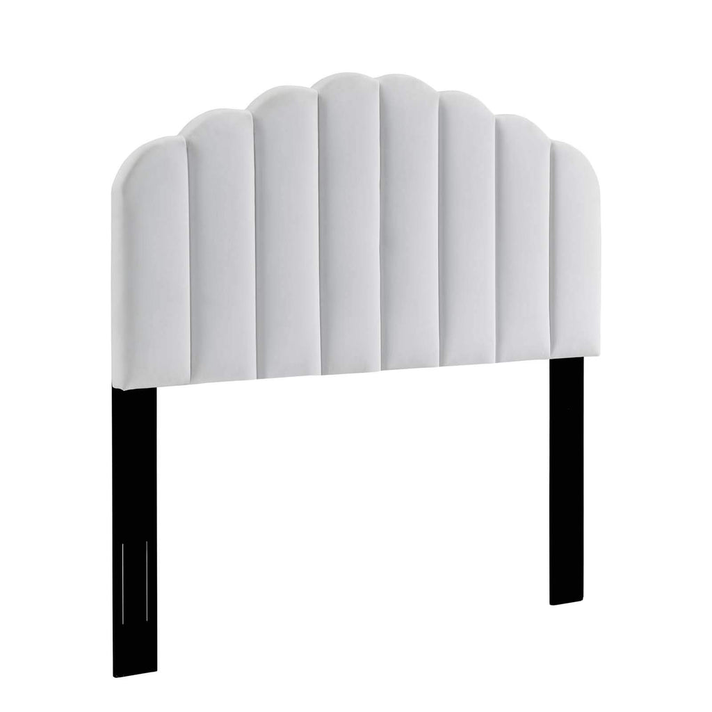 Modway Veronique Channel Tufted Performance Velvet Upholstered Full/Queen Headboard In White