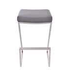 HomeRoots Gray 26" Contempo Grey Faux Leather and Stainless Backless Bar Stool