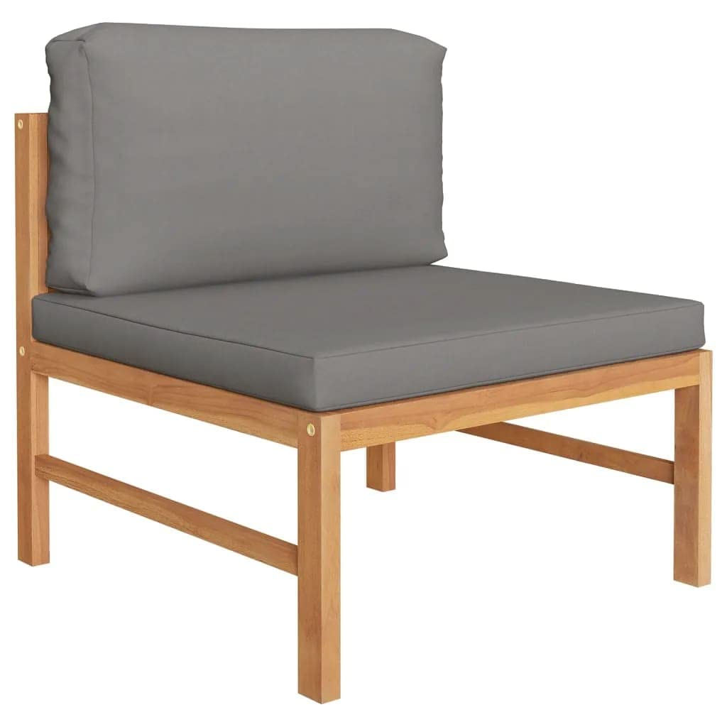 vidaXL 3-Seater Retro Style Patio Sofa with Gray Cushions - Solid Teak Hardwood - Weather Resistant Garden Seating for Outdoor Relaxation