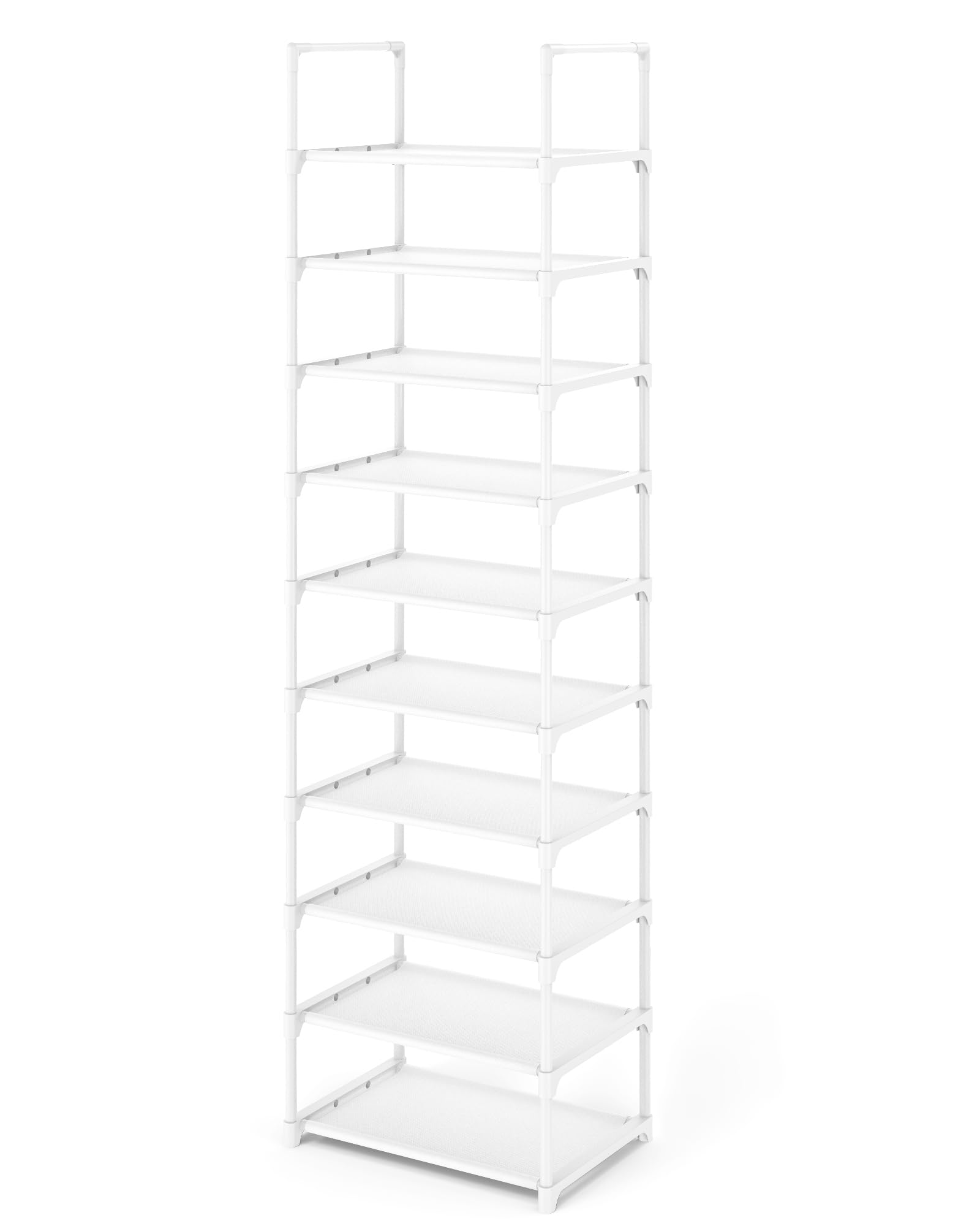 Kitsure Shoe Rack - 10-Tier Shoe Organizer with Detachable Fabric Shelves & Metal Frame, Tall Shoe Rack for Closet, Entrance, Li