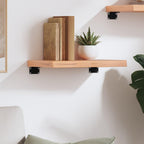 vidaXL Solid Oak Wood Wall Shelf Light Brown: Durable, Versatile, Varnished, Handmade Live Edge Design, High Load Capacity