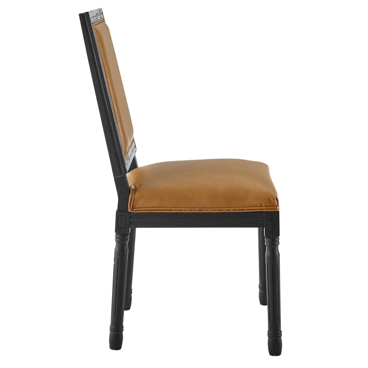 Modway Court French Vintage Vegan Leather Dining Chair in Black Tan