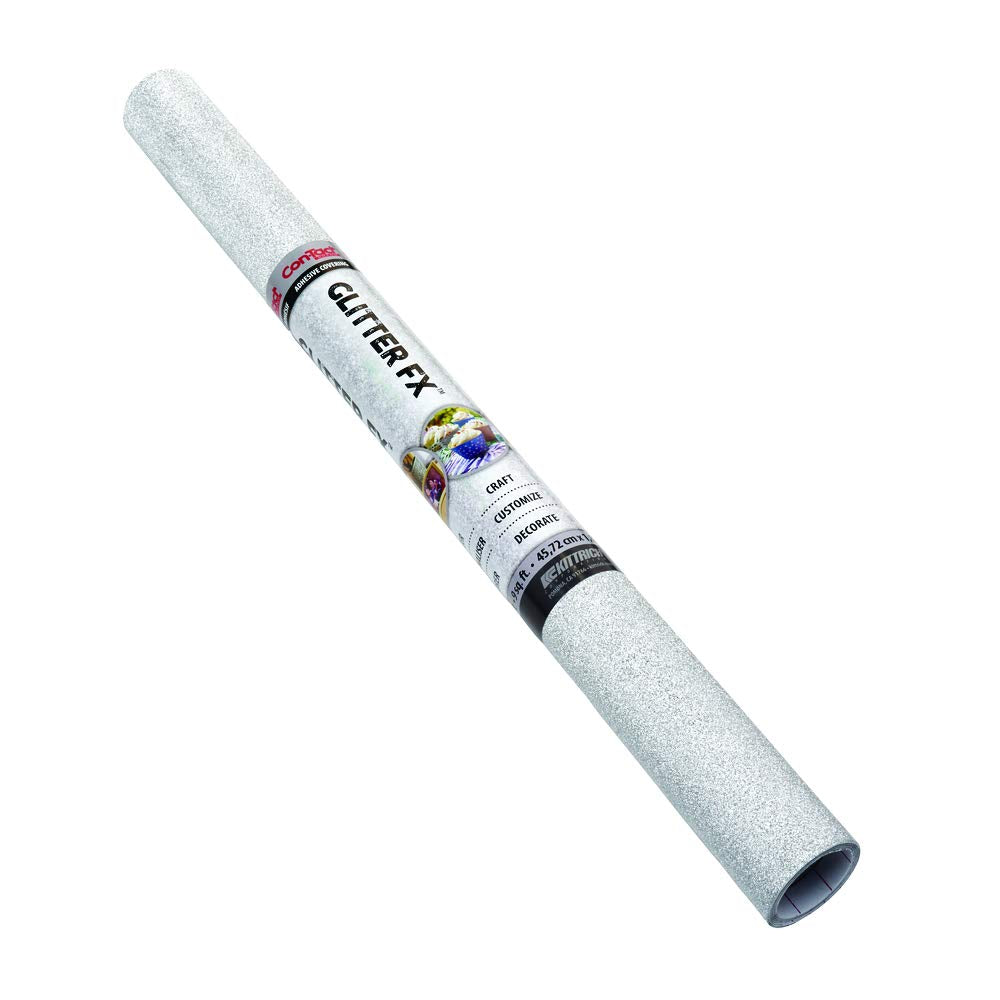Con-Tact Brand Glitter FX Silver Adhesive Liner, 18'' x 6'