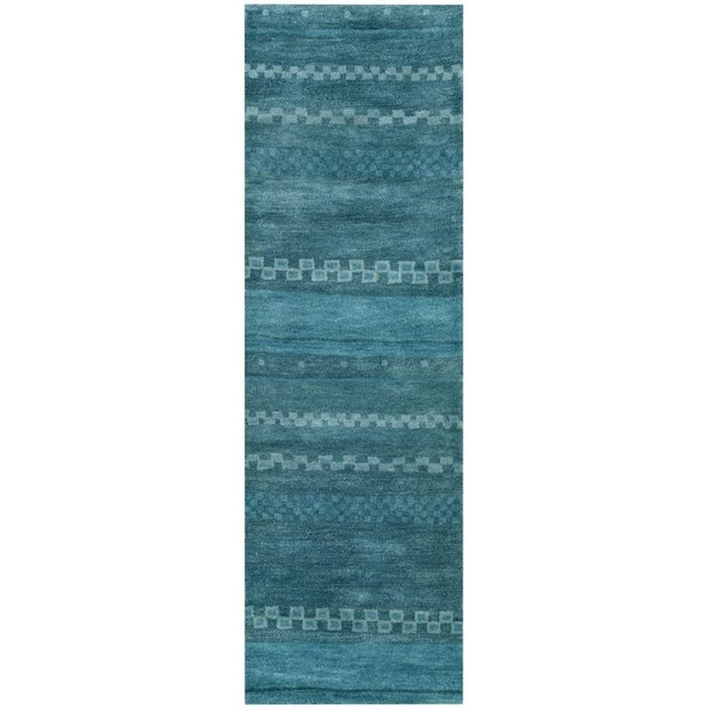 Desert 2'6&quot; X 8' Abstract Blue/Lt. Blue Hand Tufted Area Rug