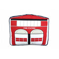 Cozy Line Home Fashions Fire Station Throw Pillow, Red White Embroidered Print Pattern Cotton Decorative Pillow For Kid Boys (Fi