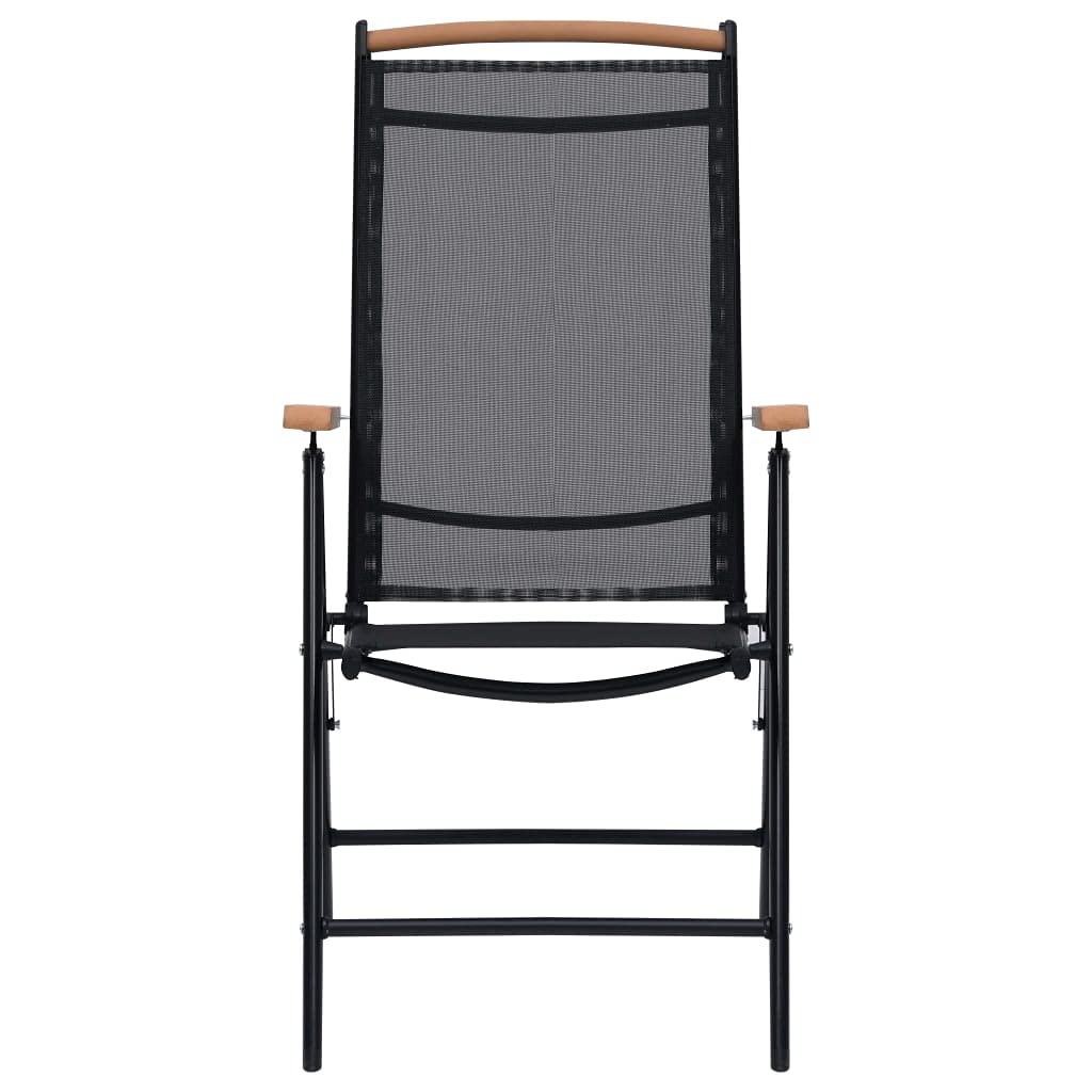 vidaXL Folding Chair 2 Pcs Folding Lawn Chair Aluminum and Textilene Black