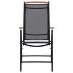 vidaXL Folding Chair 2 Pcs Folding Lawn Chair Aluminum and Textilene Black