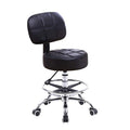 KKTONER Swivel Round Rolling Stool PU Leather with Adjustable Foot Rest Height Adjustable Task Work Drafting Chair with Back (Bl
