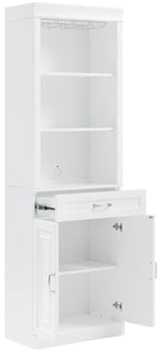 Crosley Furniture Stanton 2-Piece Wine, Liquor, Coffee Bar Cabinet Set with Storage Shelves and Drawers, White