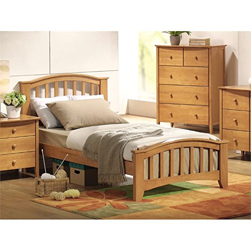Acme San Marino Twin Slat Wood Bed in Maple