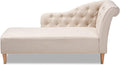 The Crafty Cut Chesterfield Chaise Lounge Sofa  Cream Velvet Recliner Couch Elegant Recamiere Lounger Armchair