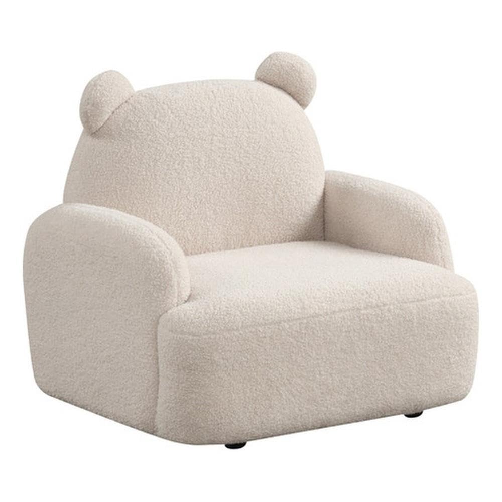 Lilola Home Raelynn 25.5&quot; W Beige Sherpa Bear-Shaped Kids Armchair