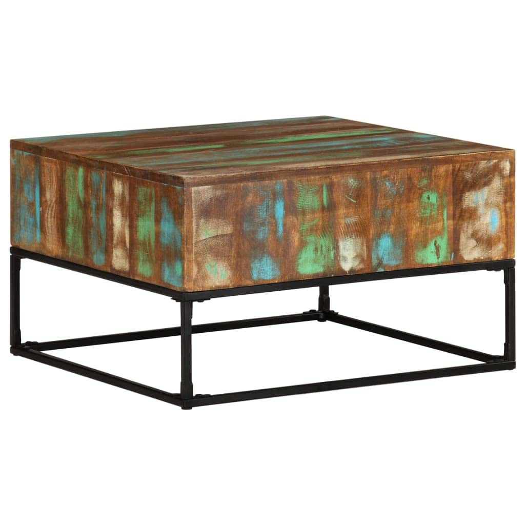 vidaXL Solid Reclaimed Wood Coffee Table - Handmade, Unique Square Side Table, Iron Legs, Rustic Lounge Room Accent Furniture