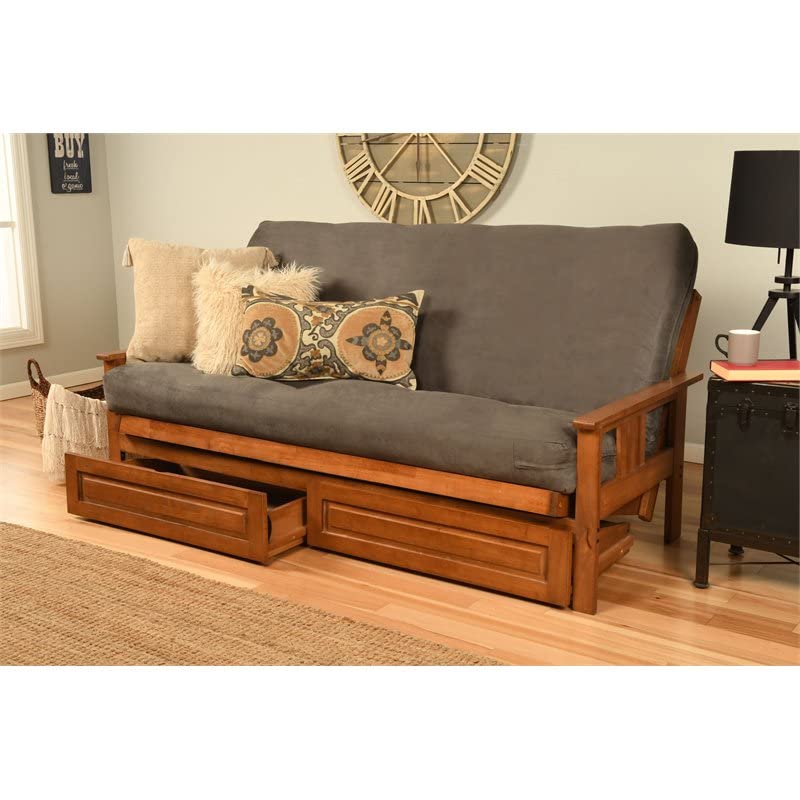 Kodiak Furniture Monterey Barbados Storage Sofa with Suede Gray Fabric Mattress