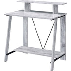 Acme Nypho Wooden 2 Shelves Writing Desk in Antique White and Black