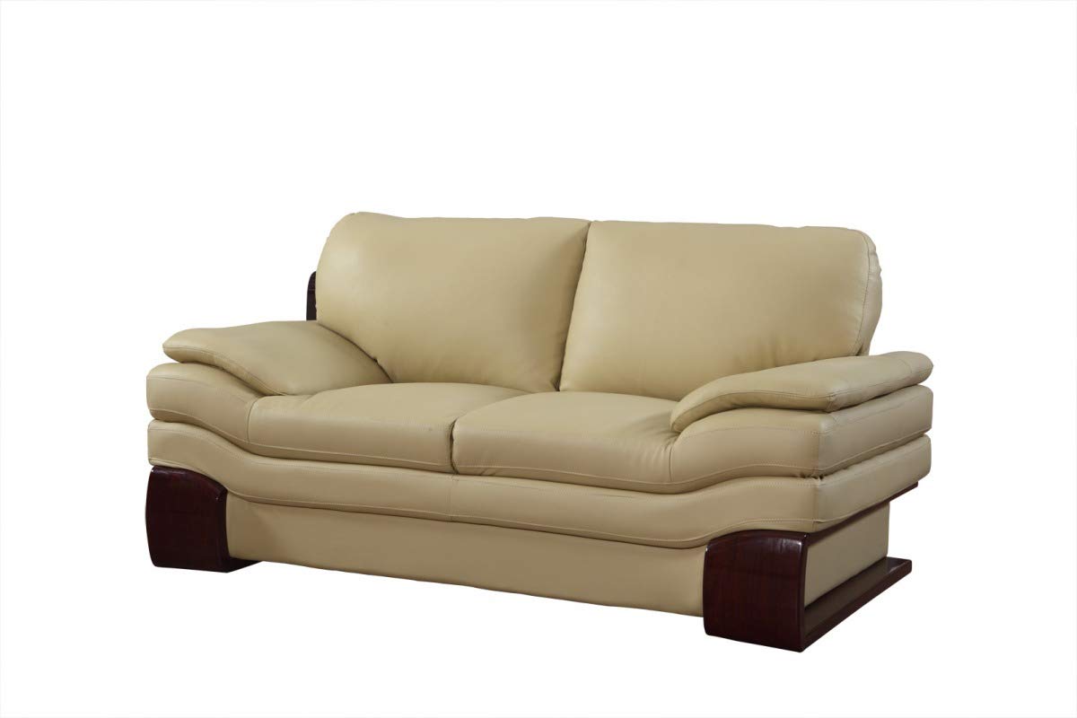 HomeRoots 44' Dazzling Beige Leather Loveseat