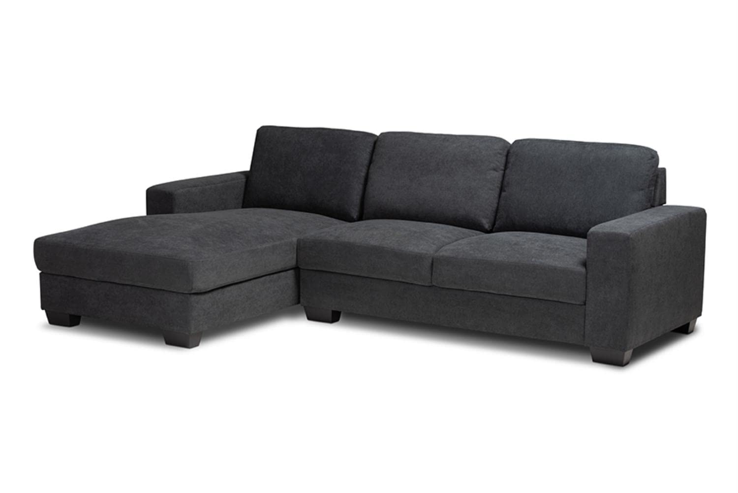 Baxton Studio Nevin Dark Grey Sectional Sofa with Left Facing Chaise