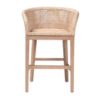 bali & pari Papua Antique White Washed Rattan and Mahogany Wood Counter Stool