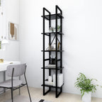 vidaXL Bookshelf, Book Cabinet with 5 Doors Bookcase, Storage Shelf for Office Living Room, Freestanding Shelving Unit, Modern, Black Engineered Wood