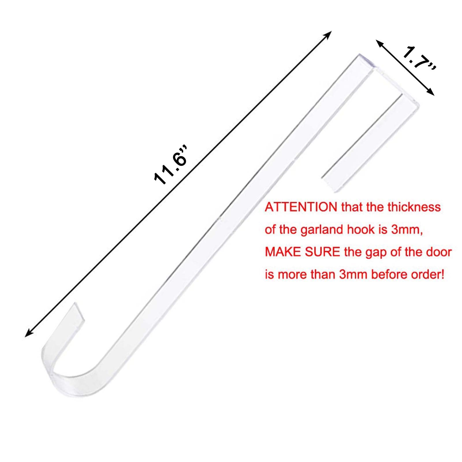 Blingkingdom 2Pcs Clear 12' Wreath Hanger Hook Christmas Wreaths Holders For Inside Outside Doors