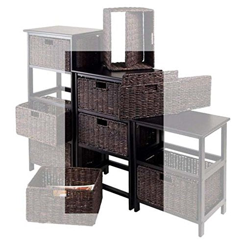 Ergode Wood Omaha Storage Rack with 3 Foldable Baskets - Stylish & Practical