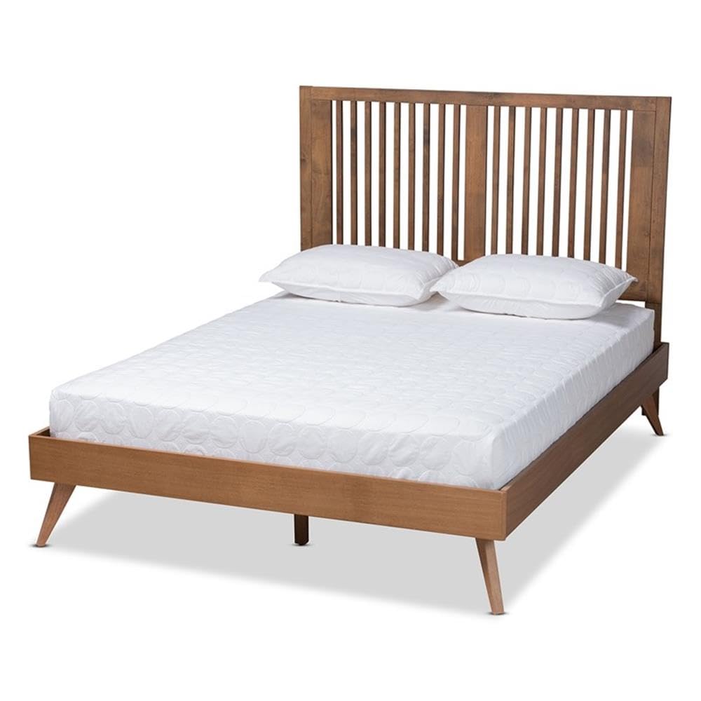 Baxton Studio Takeo Mid-Century Modern Transitional Ash Walnut Finished Wood Full Size Platform Bed