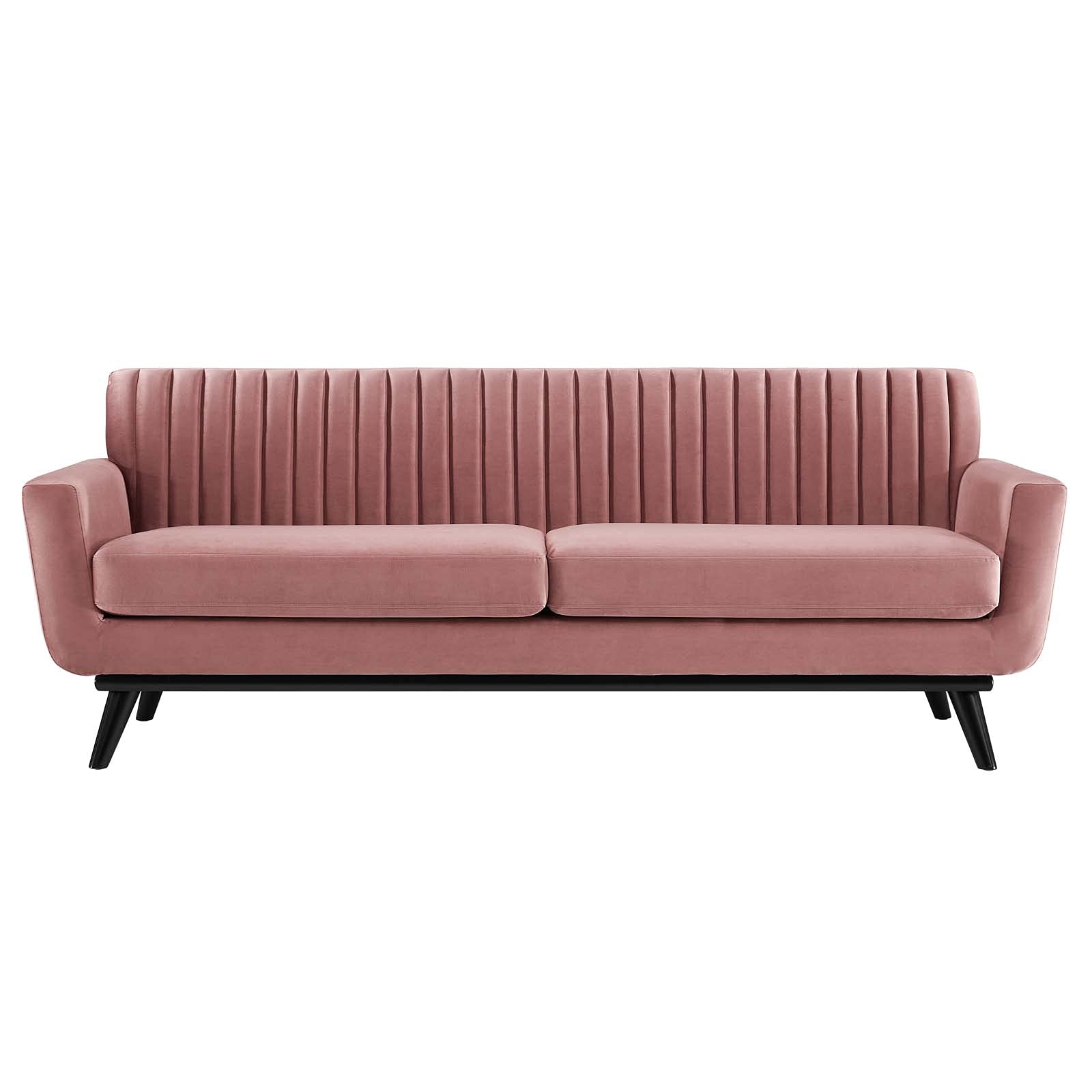 Modway Engage Channel Tufted Performance Velvet Sofa in Dusty Rose