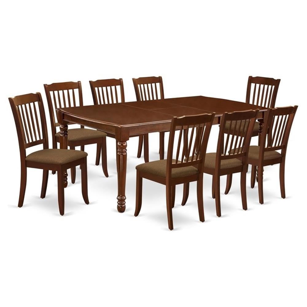 East West Furniture Doda9-Mah-C 9 Piece Dining Table Set Includes A Rectangle Dining Room Table With Butterfly Leaf And 8 Linen Fabric Upholstered Chairs, 42X78 Inch, Mahogany
