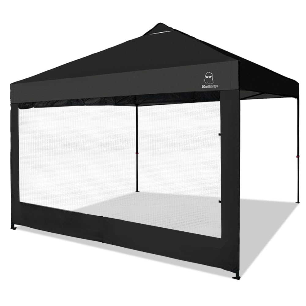 MordenApe Mesh Sidewall for 10x10 Pop Up Canopy - Straight Leg, Commercial Grade Black Mesh Walls with Windows, 1 Pack Canopy Si