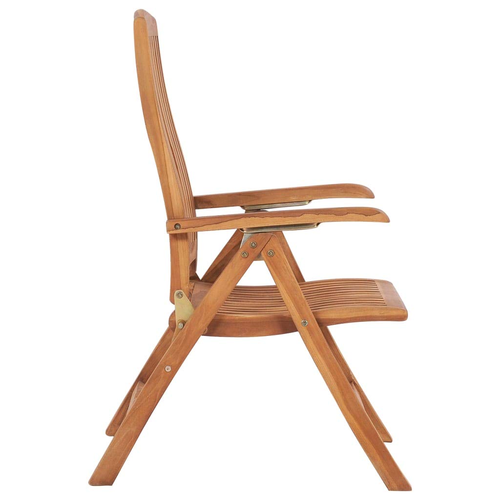 vidaXL 4X Solid Teak Wood Reclining Patio Chairs Garden Outdoor Balcony Backyard Terrace Lounge Dinner Dining Seating Home Furniture
