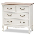 Baxton Studio Amalie Antique French Country Cottage Two-Tone White and Oak Finished 4-Drawer Accent Dresser