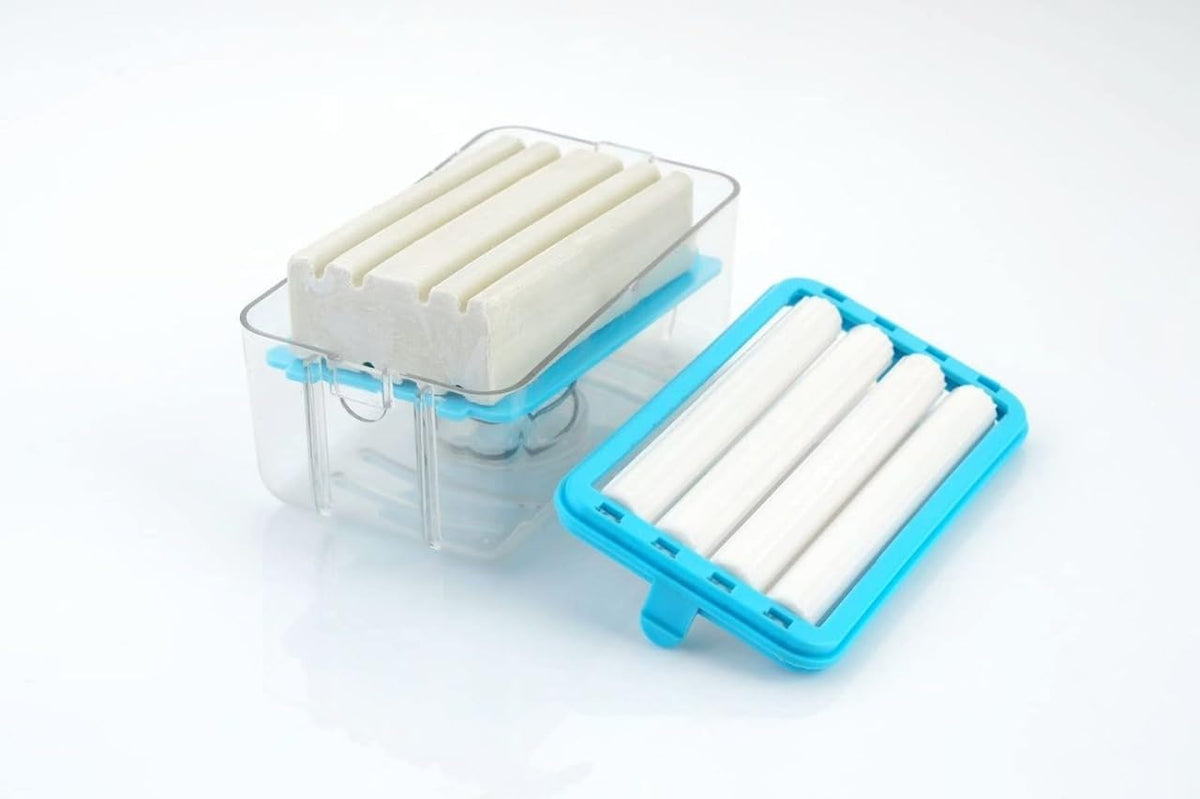 Faverito, DripFree SelfDraining Soap Dish Holder with Lid | TwoLayer Soap Case and Drain Tray | Travel Soap Box for Bathroom,