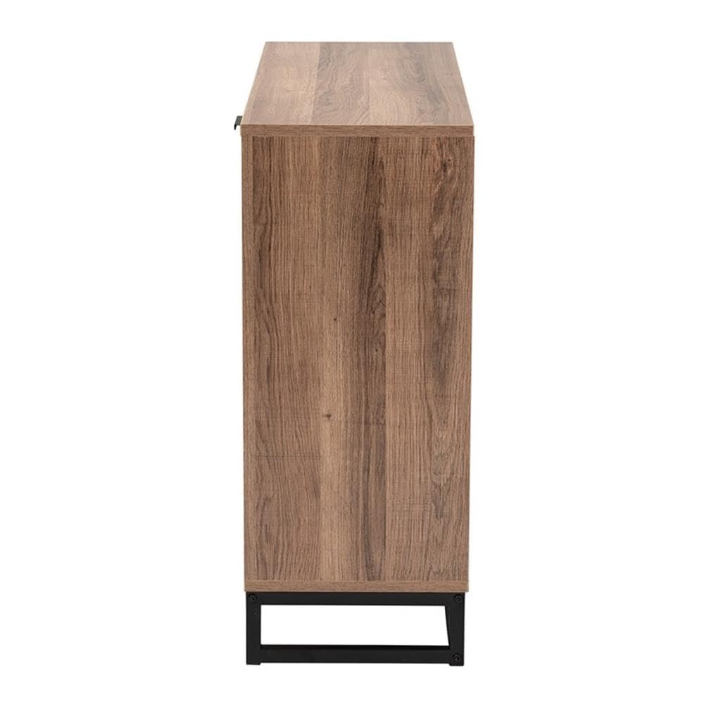 Baxton Studio Josephine Two-Tone Brown Wood and Black Metal 3-Door Sideboard