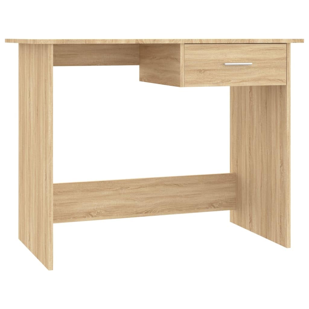 vidaXL Modern Compact Engineered Wood Desk with Integrated Drawer, Sonoma Oak Finish, Suitable for Offices, Dorm Rooms and Small Houses, Easy to Clean