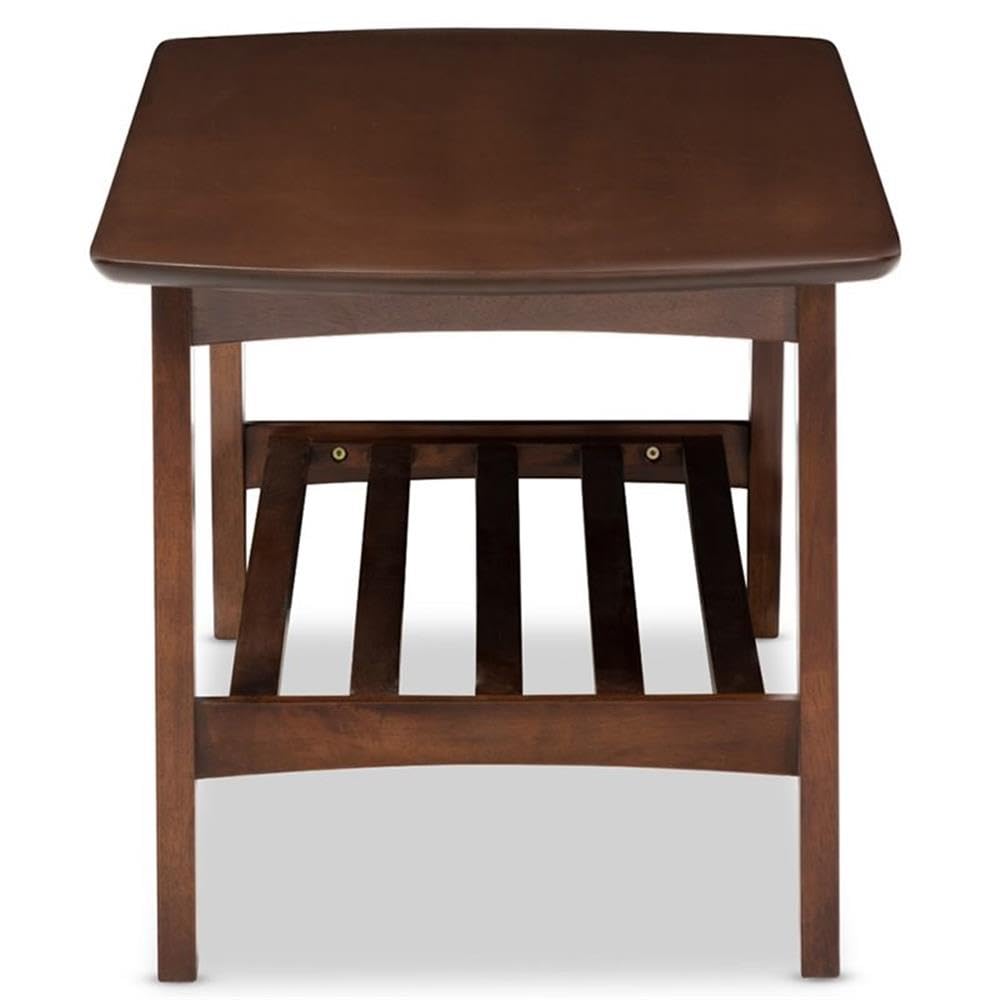 Baxton Studio Sacramento Mid-Century Modern Scandinavian Style Coffee Table, Dark Walnut