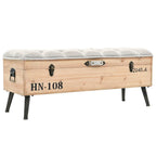 vidaXL Storage Bench - Travelling Trunk Design, 43.3" Solid Wood Fir, Retro Look, Multicolor, Integrated Storage Solution, Durable and Long-Lasting.