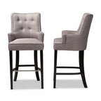 Baxton Studio Aldon Modern and Contemporary Grey Fabric Upholstered and Dark Brown Finished Wood 2-Piece Bar Stool Set