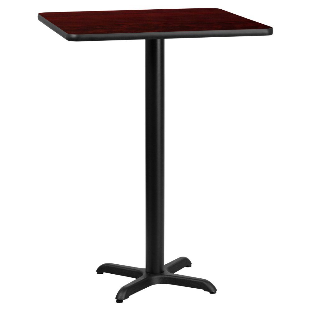 Flash Furniture Stiles 30'' Square Mahogany Laminate Table Top with 22'' x 22'' Bar Height Table Base