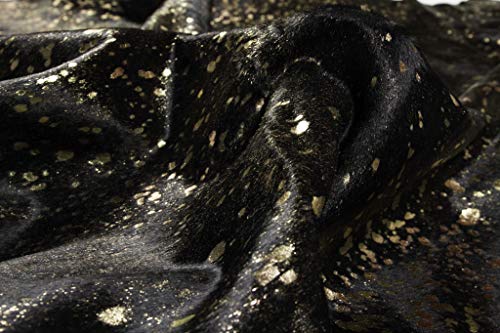 HomeRoots Decor Luxurious Shed-Free Cowhide Low Pile Area Rug - 72' x 84', Chocolate & Gold