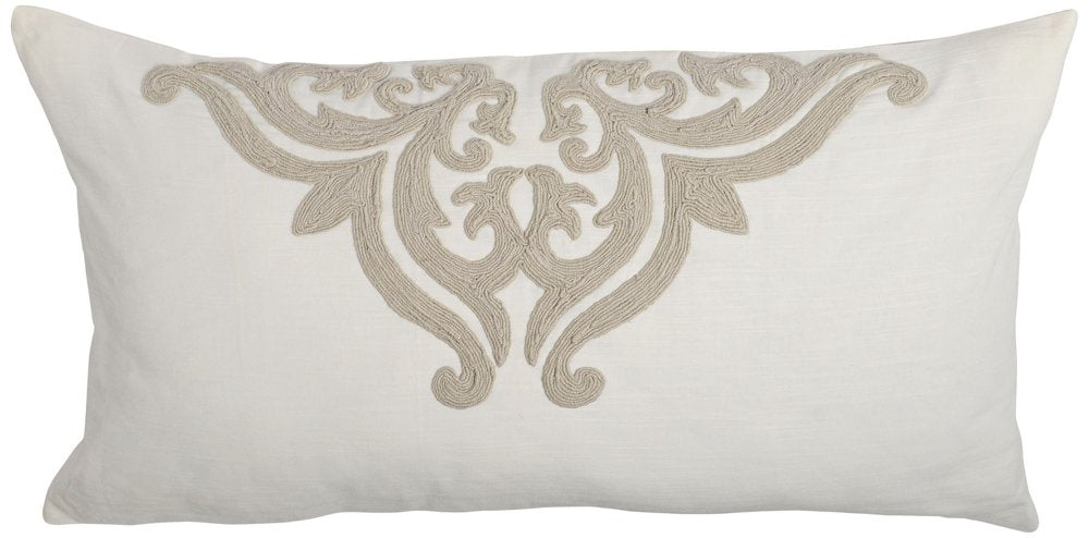 Universal Lighting and Decor Kosas Home Kent 20x20 Hand Stitched Embroidered Cotton Slub King Sham in Ivory