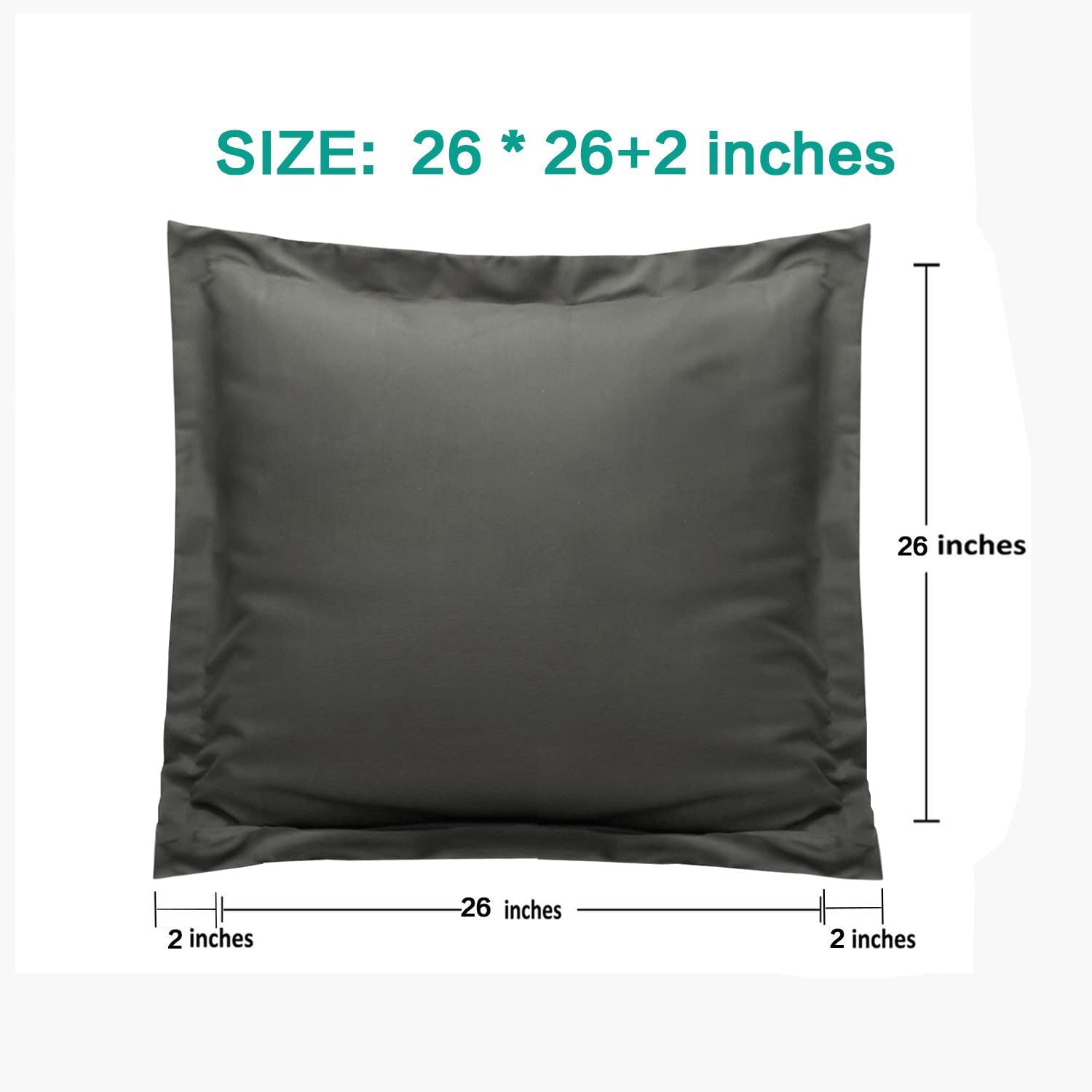 Ntbay 100% Brushed Microfiber 26X26 Euro Pillow Shams Set Of 2, Super Soft And Cozy European Throw Pillow Covers, Wrinkle, Fade, Stain Resistant Square Pillow Cases, Dark Grey