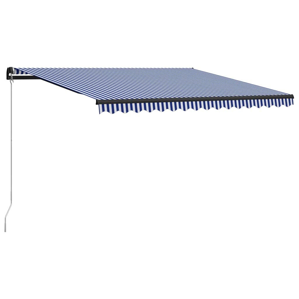 Vidaxl Manual Retractable Awning - 157.5"X118.1" Blue And White Awning With Adjustable Angle And Height, Anti-Uv & Water Resistant For Patio, Balcony, Café
