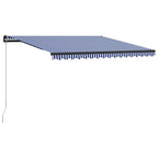 Vidaxl Manual Retractable Awning - 157.5"X118.1" Blue And White Awning With Adjustable Angle And Height, Anti-Uv & Water Resistant For Patio, Balcony, Café