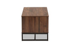 Baxton Studio Flannery Modern and Contemporary Walnut Brown Finished Wood and Black Finished Metal Coffee Table