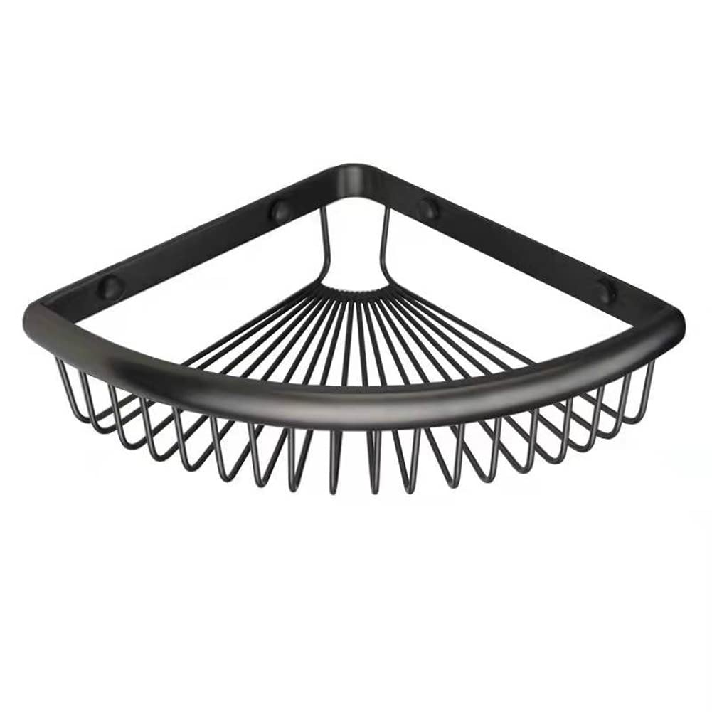 HOYOJU Corner Shower Basket Brass Shower Caddies for Bathroom Corner Caddy Bathroom Shelf Organizer Matte Black