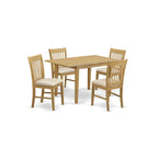 East West Furniture Norfolk 5 Piece Kitchen Set for 4 Includes a Rectangle Table with Butterfly Leaf and 4 Linen Fabric Dining Room Chairs, 32x54 Inch, Oak