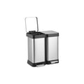 13 Gallon Dual Trash and Recycling Bin, 50L(2x25L) Fingerprint Proof Stainless Steel Kitchen Garbage Can with Double Lid, Hands-